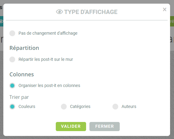 Post-it : types d'affichages