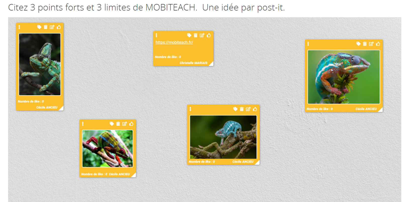 Mur de post-it avec images et liens