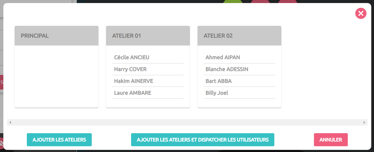 Création des ateliers dans WEBITEACH