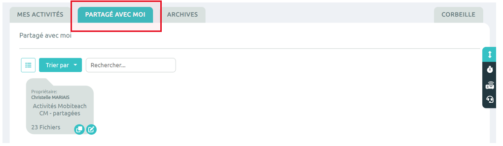 Bibliothèque : accès aux dossiers partagés avec moi