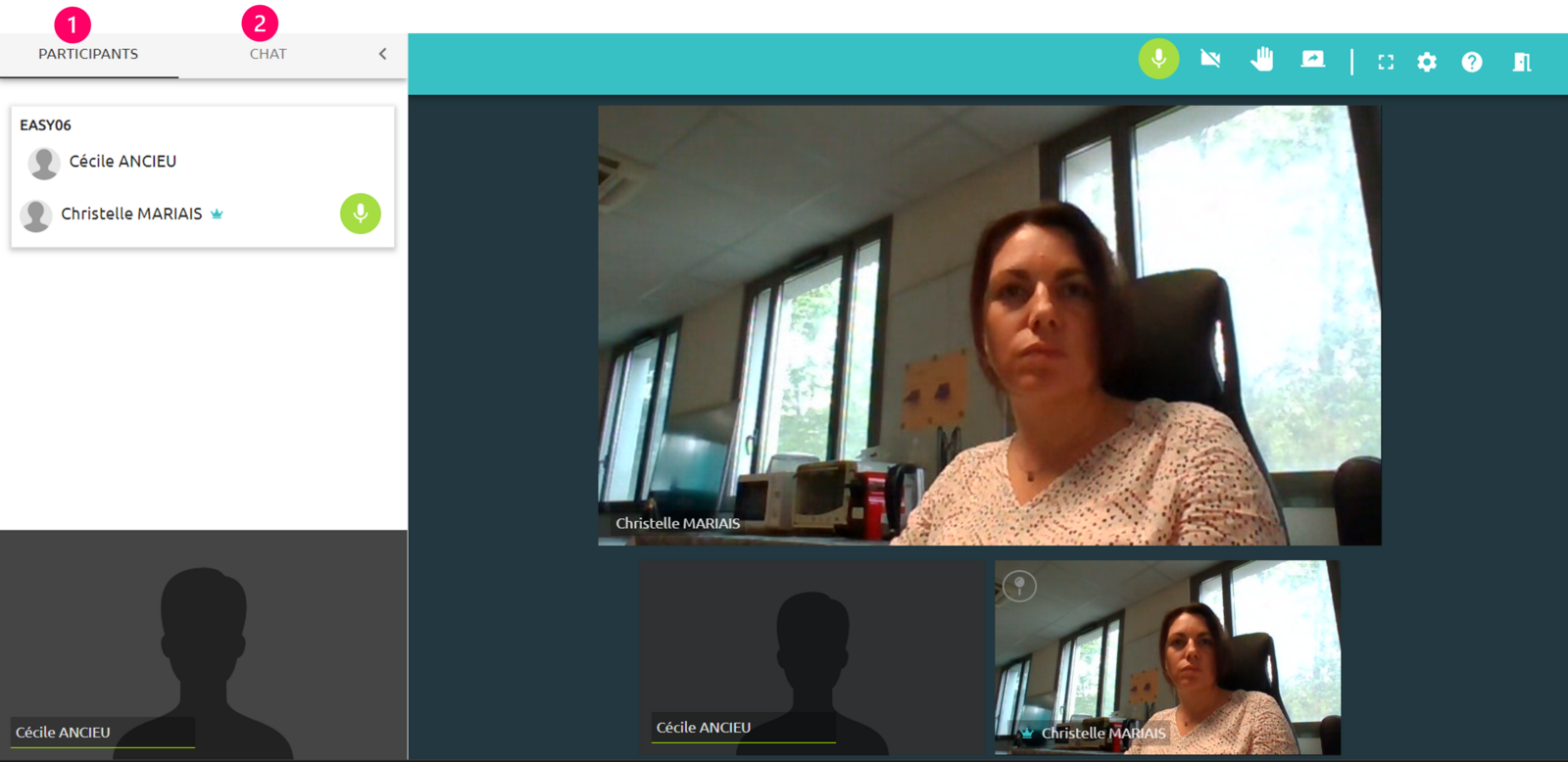 Webiteach : liste participants et chat