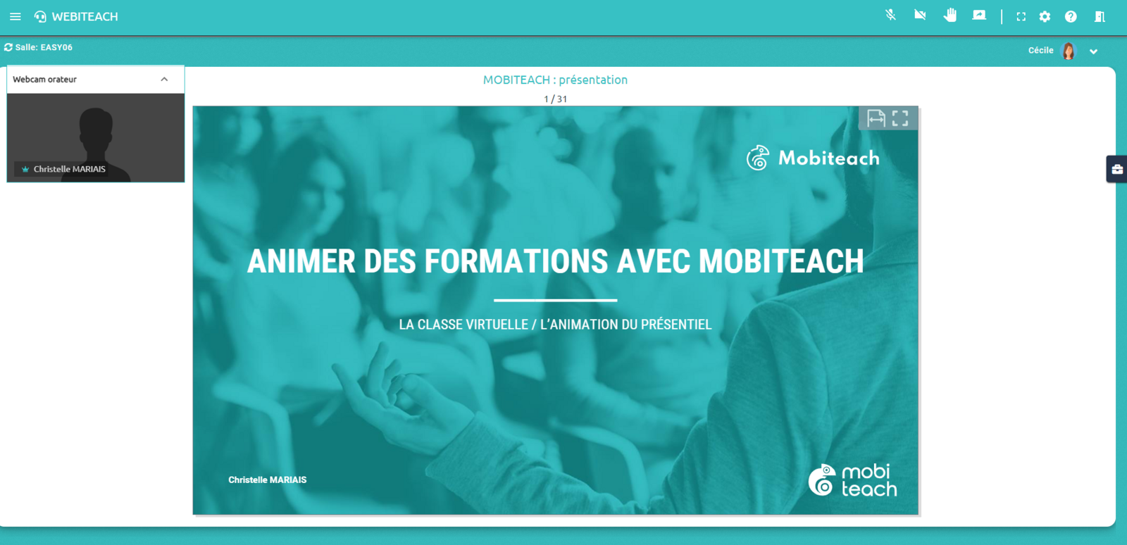 Mode Activités Webiteach : interface participant