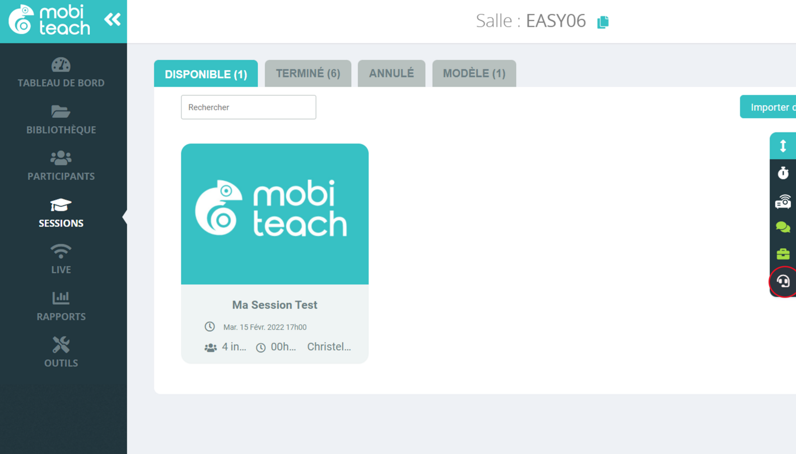 Bouton de lancement de Webiteach