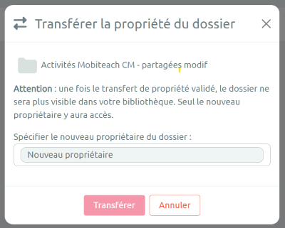 Validation du transfert