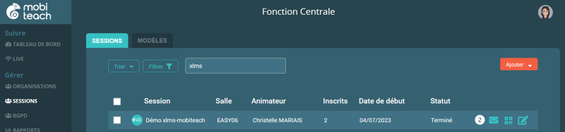 Fonction centrale : envoi invitations session à tous les inscrits