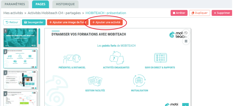 Insertion d'activité : méthode 2