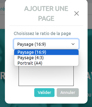 Choix du format des pages ajoutées