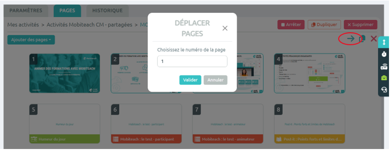 Déplacement de pages