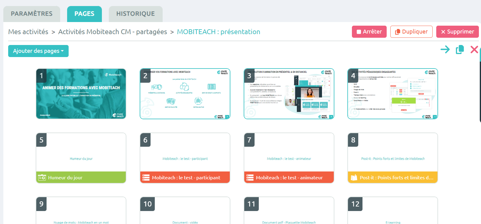 Sélection multiple de pages