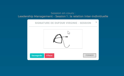Signature de la feuille d'émargement