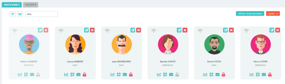 Création des comptes participants