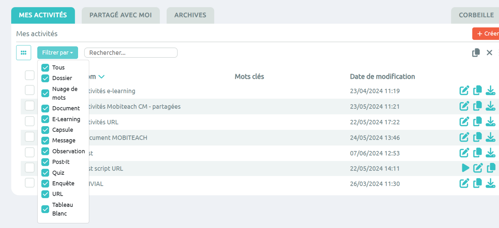 Bibliothèque : filtre, classement et recherche