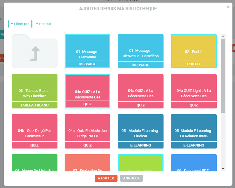 Session : ajout d'activités