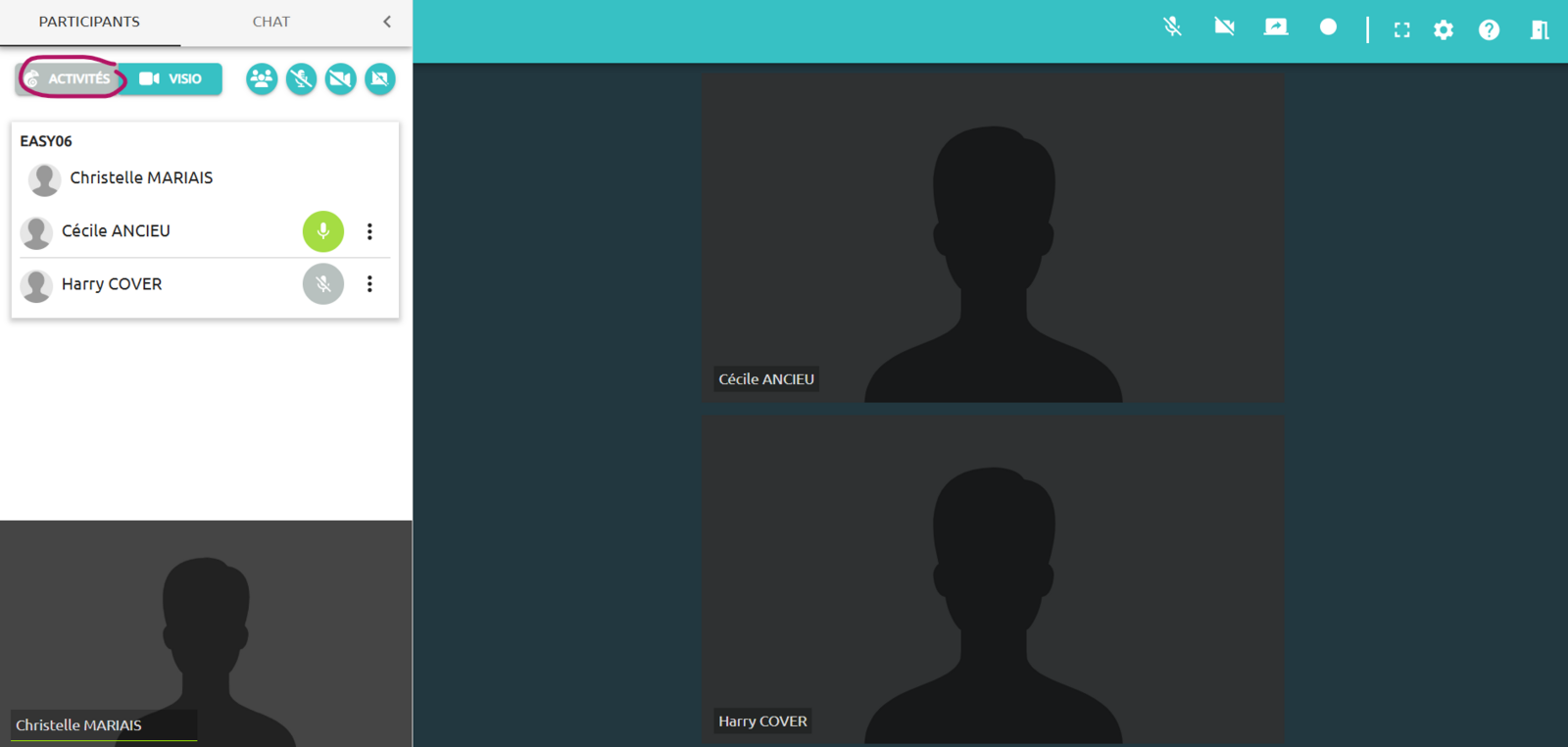 Activation du mode Activités de Webiteach