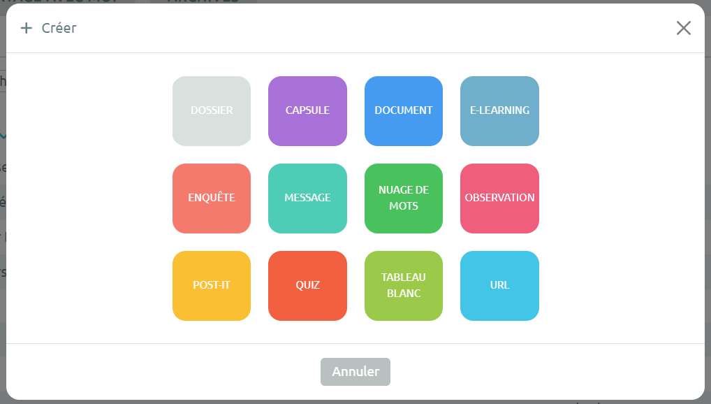 Liste des activités MOBITEACH