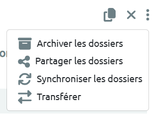 Actions disponibles sur les dossiers