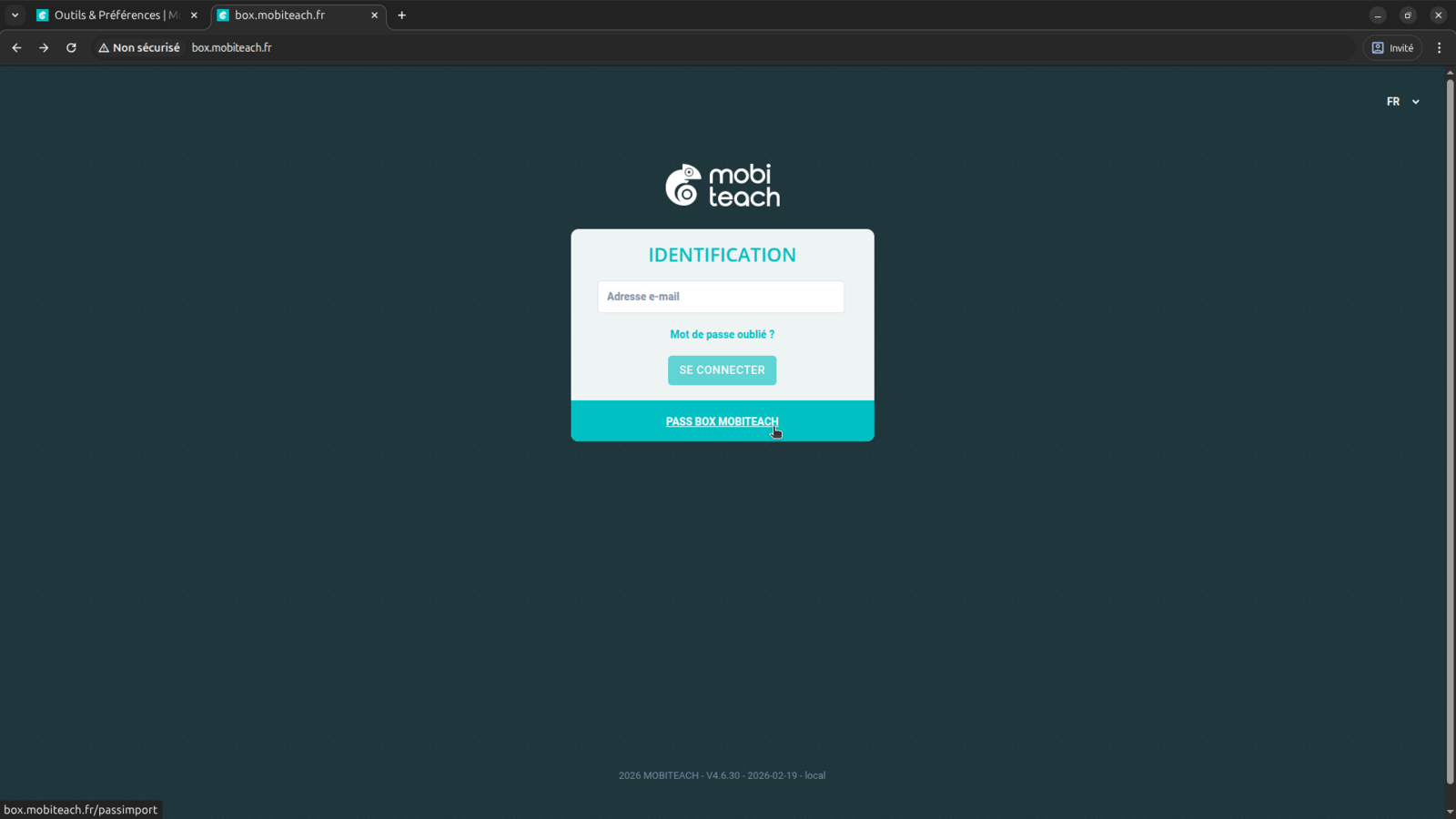 Mobiteach Box - Connexion