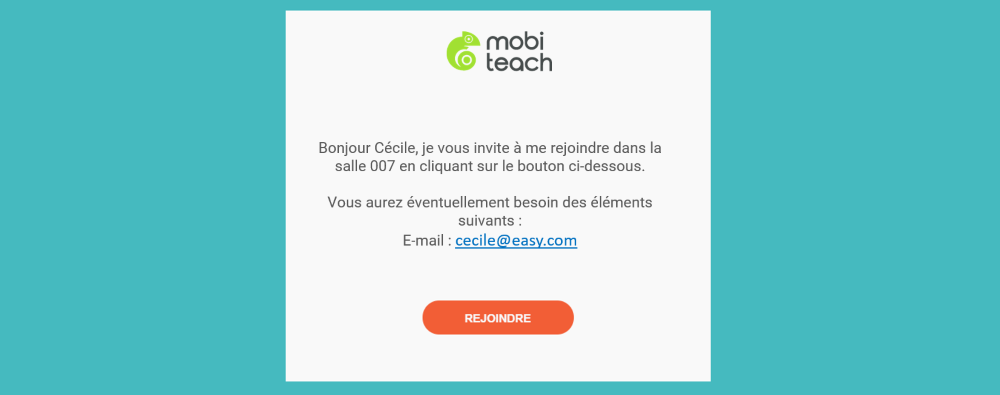 Informations de connexion envoyées par mail