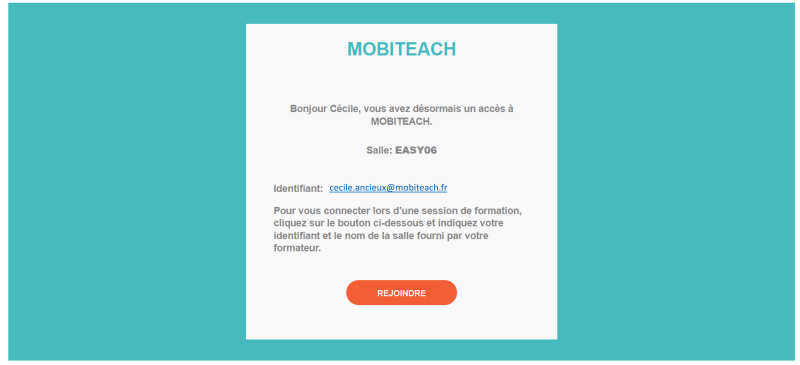 Mail de création de compte participant