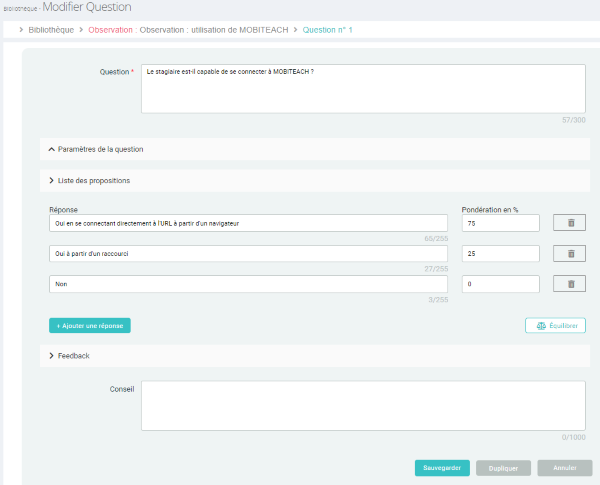 Activité Observation : création des questions
