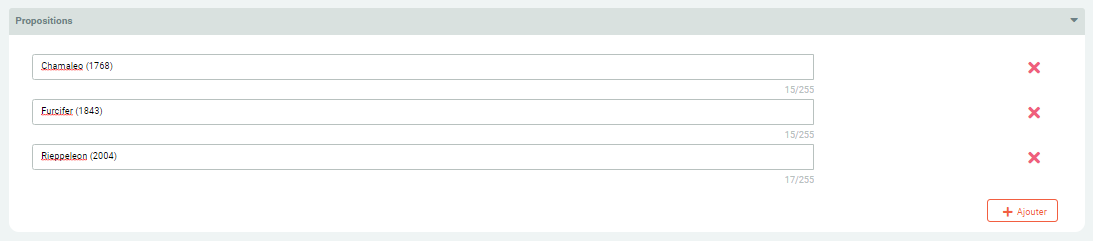 Ordre - Liste de propositions