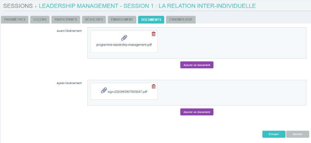 Documents d'une session
